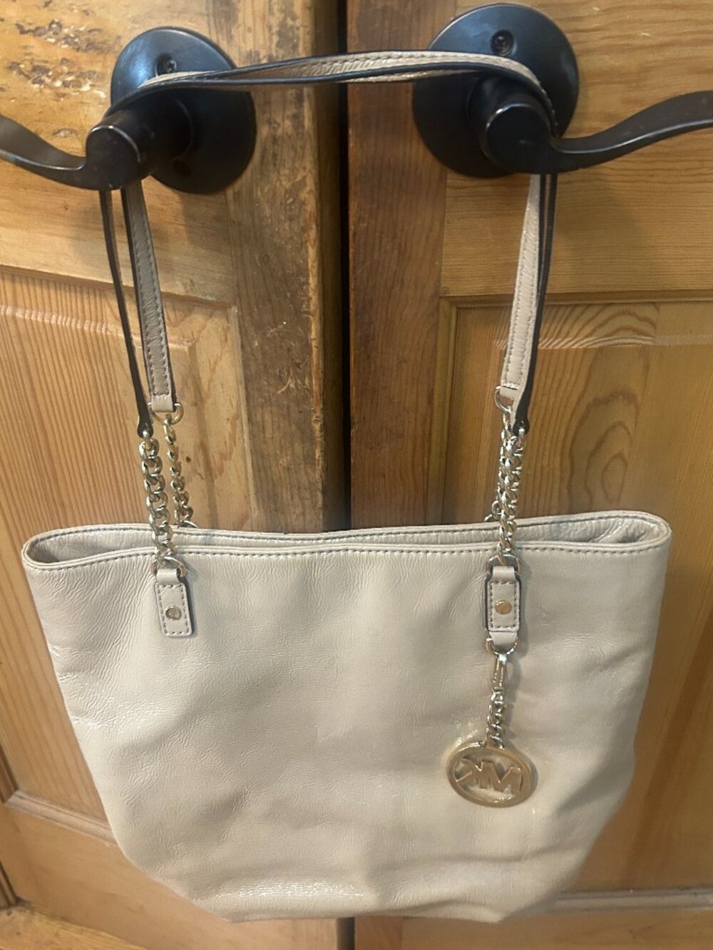 Michael Kors Large Metallic Beige All Leather Tote